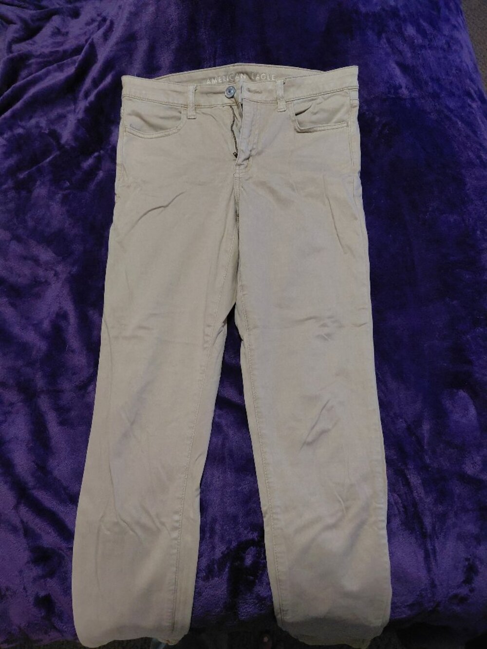 American Eagle High Rise Jeggings Beige Khaki Stretch Pants Size 8 Regular
